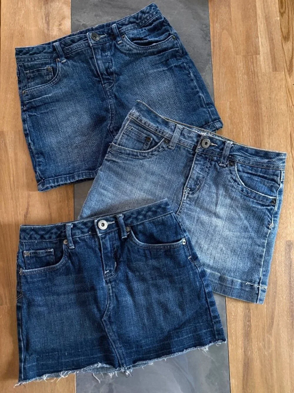 size 10 R regular girls Justice denim mini skirt/skort lot of 3 (2 lined w/short